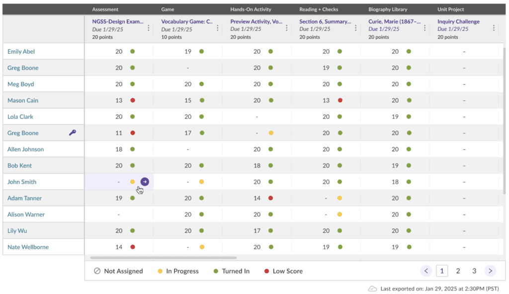 An image that shows the new grading table that will be released in Fall 2025